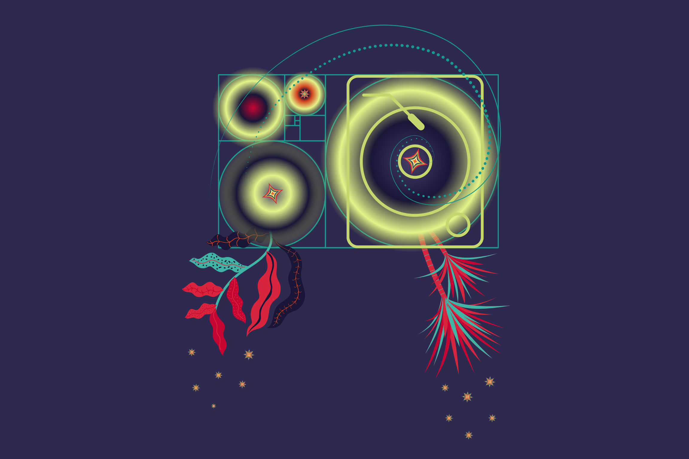 Abstract digital art - golden ratio turntable