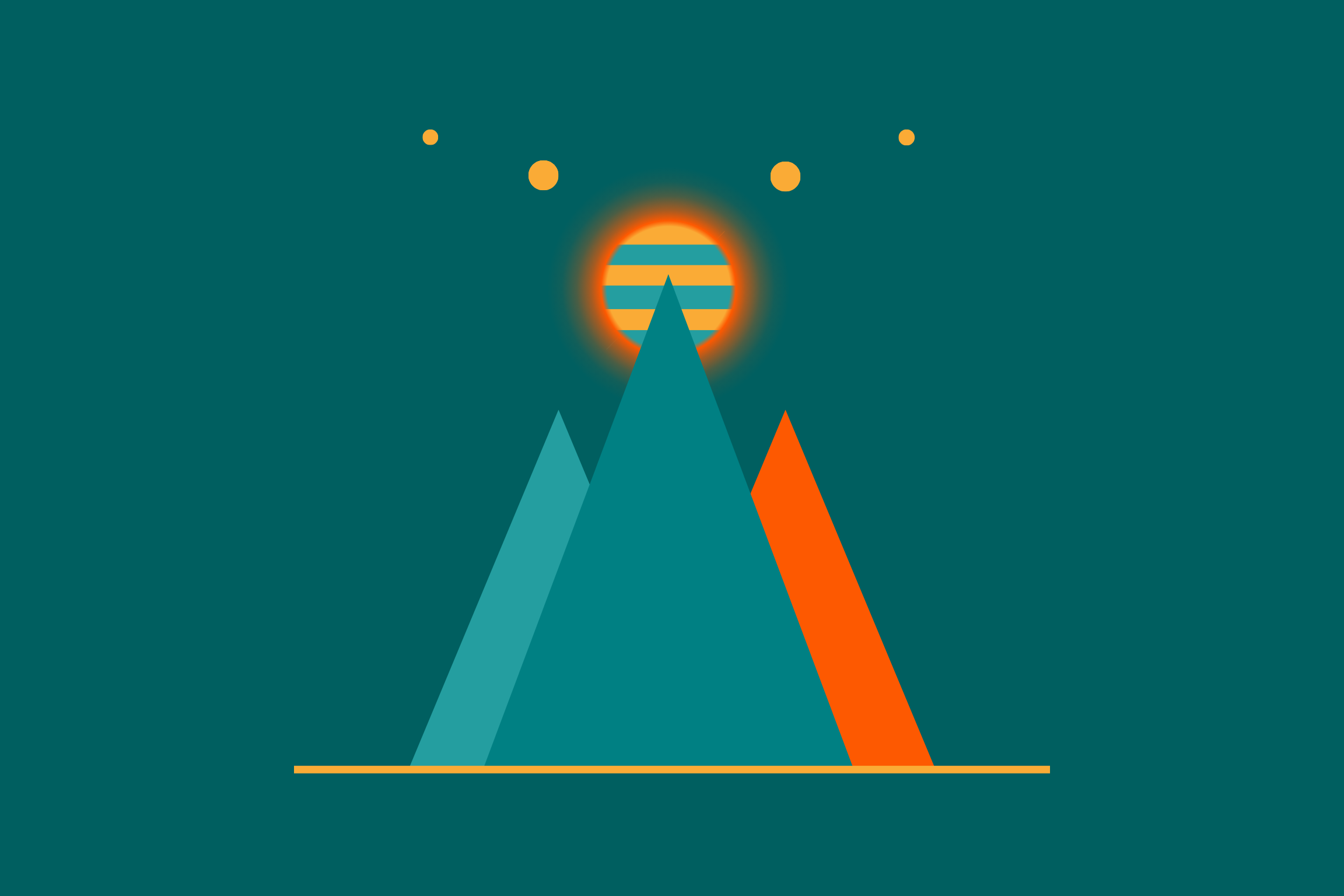 Abstract digital art - teal mountain geometry