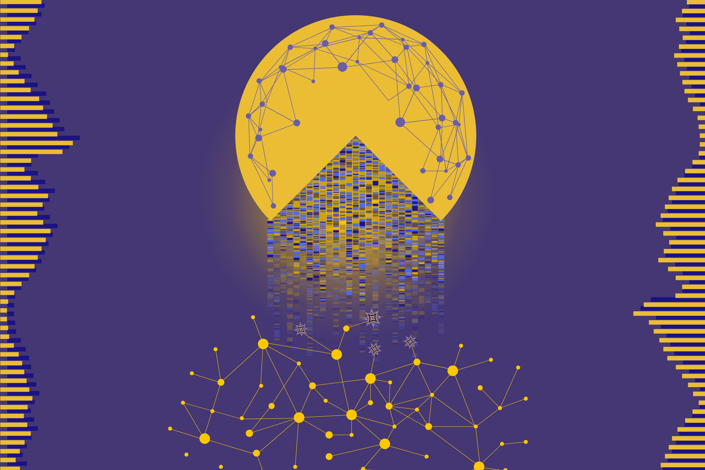 Abstract digital art - golden network mountain